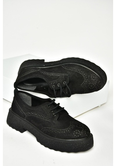 Fox Shoes T996199002 Siyah Süet Kalın Tabanlı Kadın Ayakkabı Siyah-süet Siyah