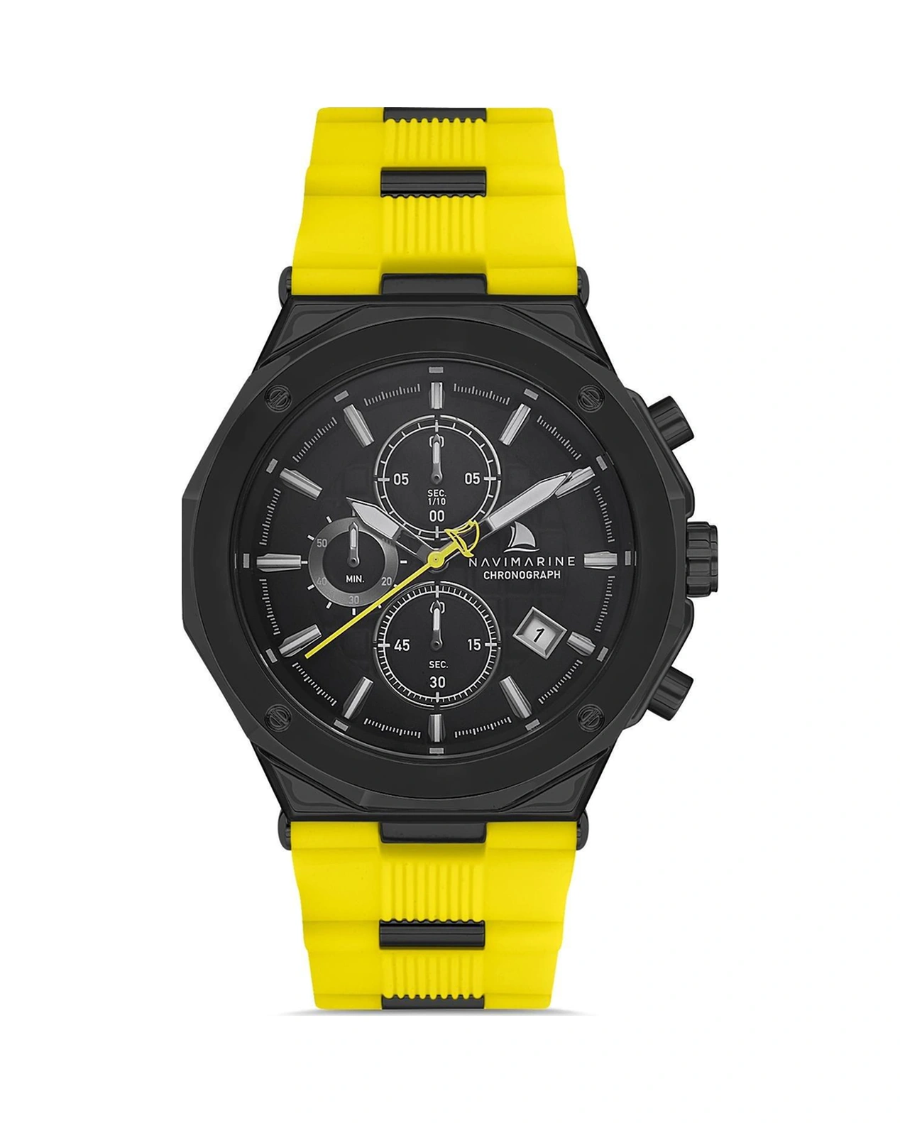 Navimarine Hh03 Chronograph Silikon Sarı Erkek Kol Saati Gri