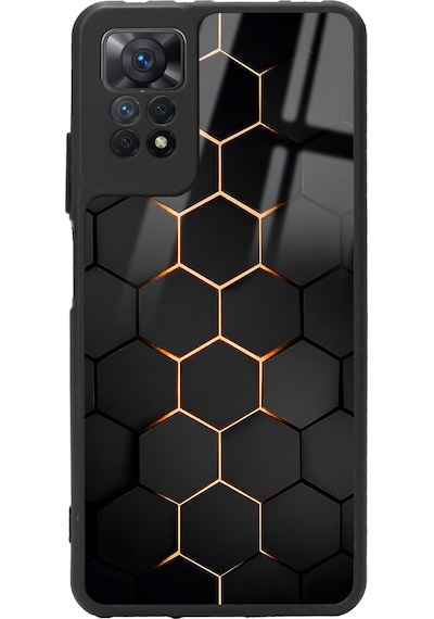 Xiaomi Redmi Note 11 Pro Yellow Carbon Tasarımlı Glossy Telefon Kılıfı Siyah