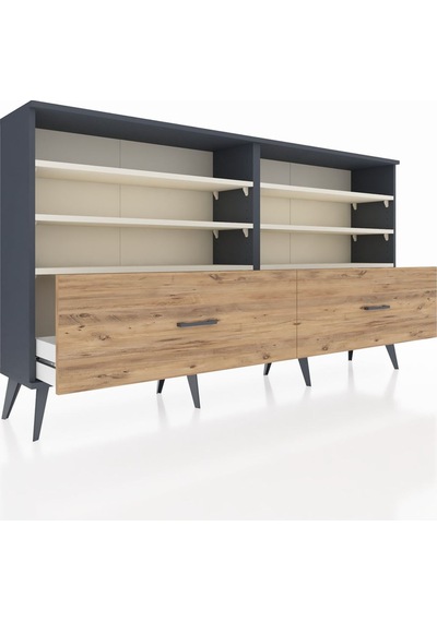 Arges Konsol 6 Raflı 2 Çekmeceli 176x30x99 Antrasit-aytaşı/çam Antrasit-aytaşı/çam Arges Konsol 6 Raflı 2 Çekmeceli 176x30x99 Antrasit-aytaşı/çam Antrasit-aytaşı/çam