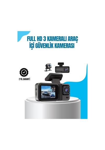 3 Kameralı Araç İçi Kayıt Cihazı 1080p Full Hd Gece Görüşlü Ve Wi-fi Bağlantılı 87809753