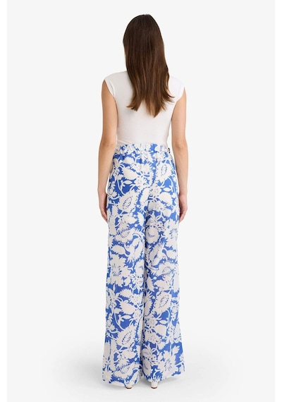 DeFacto Wide Leg Çift Cepli Yüksek Bel Geniş Paça Desenli Vual Palazzo Pantolon F1470AX25SMBE46