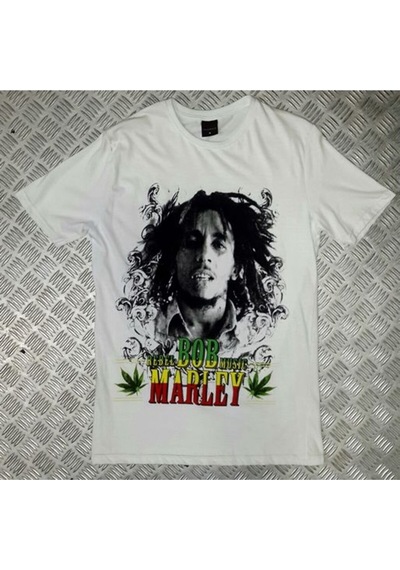 Stoned&Fame Bob Marley Baskılı T-shirt Beyaz