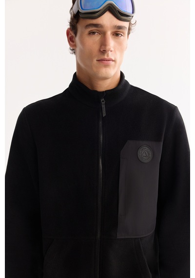 Avva Erkek Siyah Dik Yaka Fermuarlı Soft Touch Polar Regular Fit Sweatshirt A52y1207