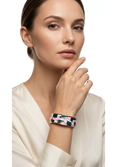 Enamel Bileklik- Green-pink Sarı