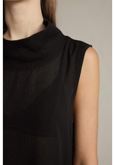 Defacto Relax Fit Balıkçı Yaka Twill Kolsuz Bluz G0239ax25smbk81 Siyah