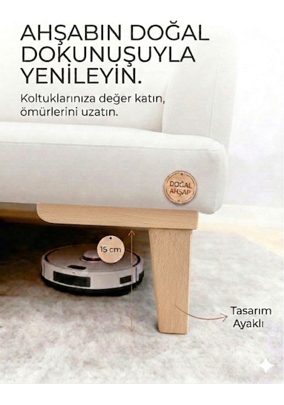 1. Sınıf Gürgen Ağacı 15 Cm Küt Ayak Mobilya Kanepe Koltuk Tv Ünitesi Mobilya Ayakları Ahşap