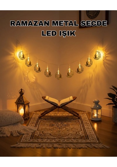 Ay Ve Secde Tasarımlı Sıcak Beyaz Led Ramazan Işığı Diğer