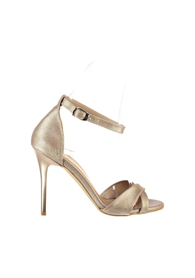 Fox Shoes Platin Deri Kadın Topuklu Ayakkabı B922113709 Platin