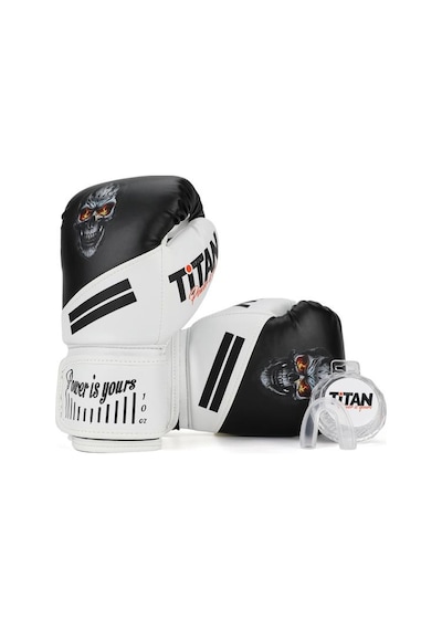 Titan Sport Siyah Beyaz Kurukafa Desenli Boks Eldiveni 2'li Set Çok Renkli