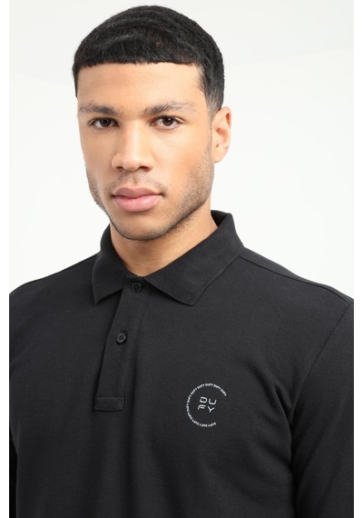 Dufy Erkek Regular Fit Polo Yaka Siyah Sweatshirt-25494