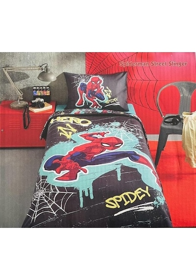Özdilek Spiderman Gri Street Tek Kişilik Lisanslı Lastikli Fitted Çarşaf Çocuk Nevresim Takımı