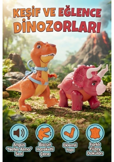 Gioc-hi Prezio-si Bisküvi Ve Angus Nefes Alan Haraketli Çeneli Eklem Yapılı Keşif Dinazorları