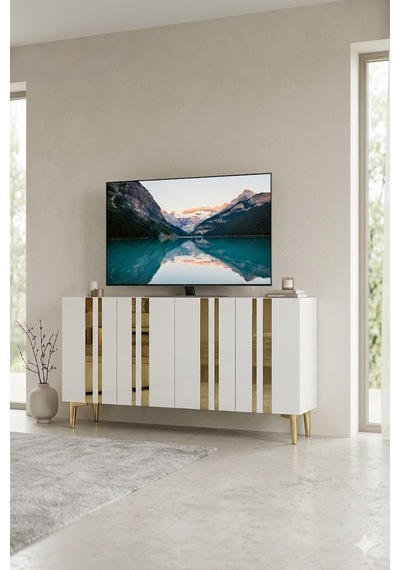 Ka1230bg Mia Konsol Ve Tv Sehpası Beyaz-gold 120cm