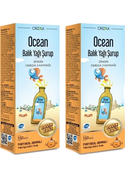 Ocean Balık Yağı Şurup Portakal Aromalı 150 ML 2 Adet