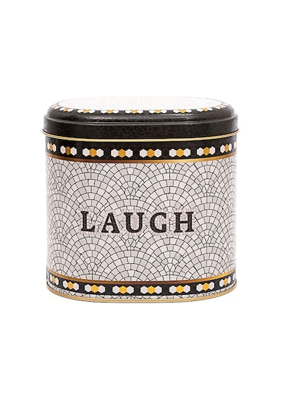 Mosaic Laugh Desenli Oval Metal Saklama Kabı 14 x 12 x 13 CM 1.4 L Çok Renkli