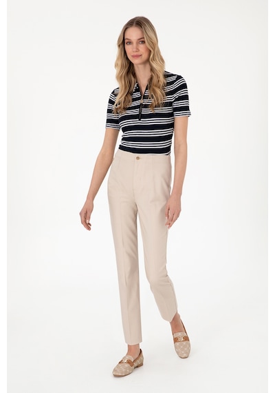 U.S. Polo Assn.  Kadın Taş Slim Flare Cropped Fit Kanvas Pantolon 50301156-VR049