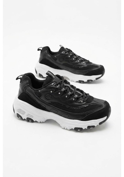 Fort 07387 Rahat Kalın Taban Sneaker Kadın Ayakkabı Siyah - Beyaz