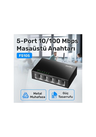 Fs105 5-port 10/100mbps Metal Kasa Masaüstü Switch, Tak Ve Çalıştır, Duvara Monte Edilebilir Tasarım, Fansız Sessiz Çalışma, Ev Ve Ofis İçin Ethernet Çoklayıcı