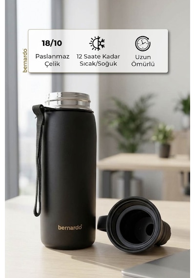 Bernardo Viva Termos Matara Siyah 600ml Krem