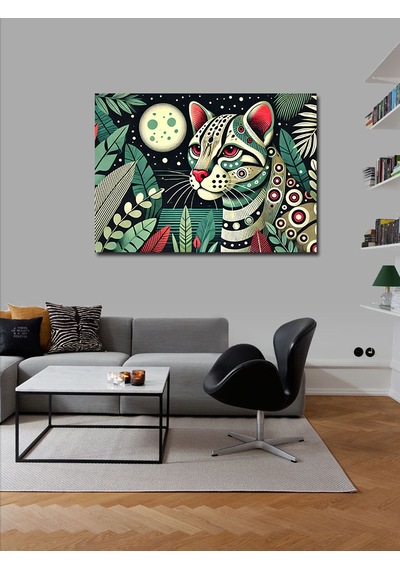 Kanvas Tablo Desenli Sevimli Kedi 100cmx140cm