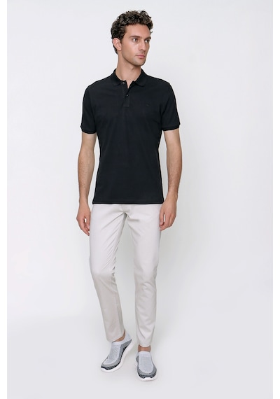 Siyah Basic Düz %100 Pamuk Slim Fit Dar Kesim Kısa Kollu Polo Yaka Tişört 99yc018011001 Siyah