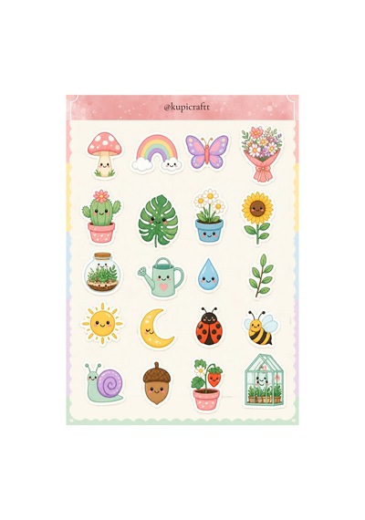 Kawai Temalı 7 Sayfa Sticker Seti Sevimli Hayvanlar Sticker 0