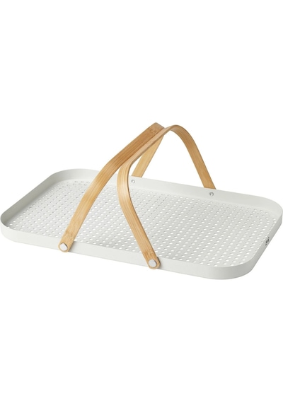 Ikea Grönfısk Bambu-beyaz 46x30 Cm Kulplu Tepsi Ahşap - Beyaz