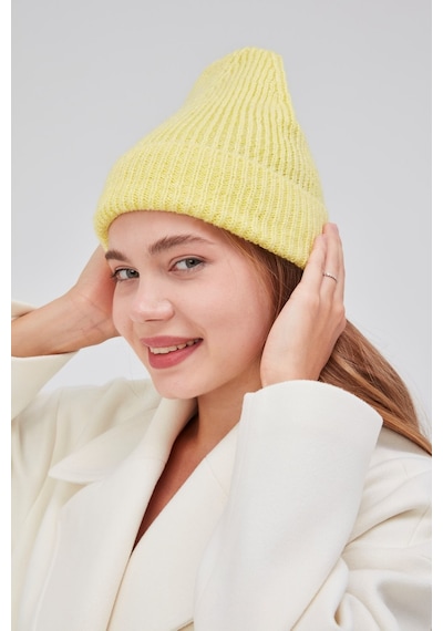 Derikem Basic Şık Standart Lüks Unisex Tiftik Bere Limon Sarısı