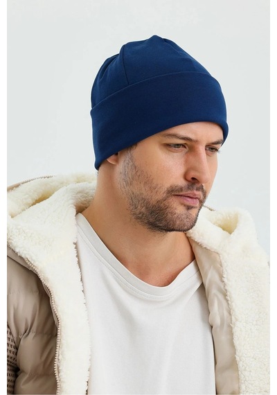 Erkek Termal %100 Pamuklu Soft 2 Stil 1 Arada Bere Premium Cuts Serisi - Standart / Açık Lacivert Açık Lacivert