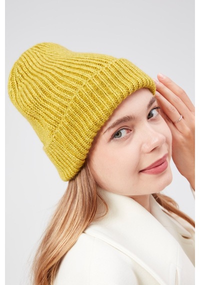 Derikem Basic Şık Standart Lüks Unisex Tiftik Bere Hardal