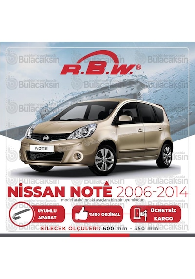 RBW Nissan Note 2006 - 2014 Ön Muz Silecek Takım