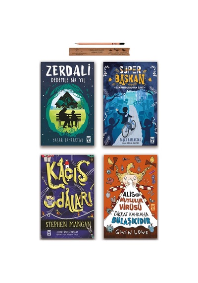 Timaş İlk Gençlik Süper Başkan - Zerdali - Kaçış Odaları - Alis ve Mutluluk Virüsü Set 4 Kitap