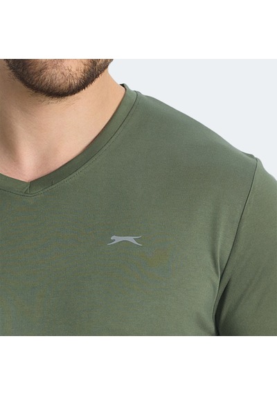 Slazenger KRAKKER Erkek V Yaka Haki Tişört