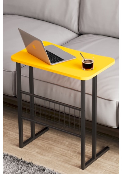 Metal Ayaklı Laptop Sehpası Koltuk Sehpası Kahvaltı Masası Çalışma Sehpası - Sarı Sarı Metal Ayaklı Laptop Sehpası Koltuk Sehpası Kahvaltı Masası Çalışma Sehpası - Sarı Sarı