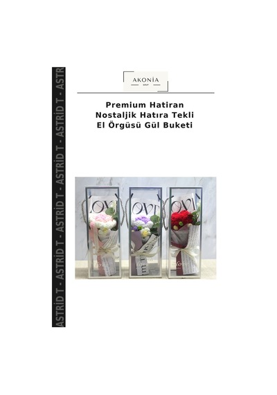 Premium Hatiran Nostaljik Hatıra Tekli El Örgüsü Gül Buketi Çok Renkli