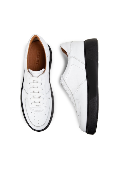 Deery Hakiki Deri Beyaz Erkek Sneaker Ayakkabı - 01965Mbyze01 Beyaz