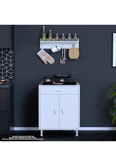 Modilayn Birce L-65 X 87 X 48 Cm Tüp Bölmeli Set Ocak Altı Dolap Ve Baharat Rafı