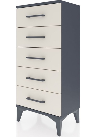 Arges Komodin 5 Çekmeceli 44x30x96 Antrasit-aytaşı Antrasit
