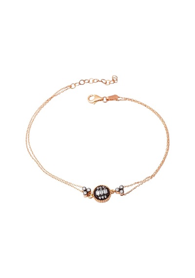 Baget Taşlı Rose Altın Bileklik TMS720BL-68 Pembe Altın