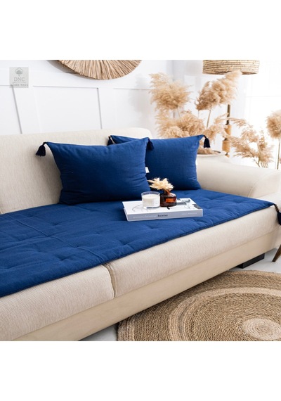 Premium Lacivert Keten Evcil Hayvan Dostu Koltuk Pedi 80x180 Lacivert