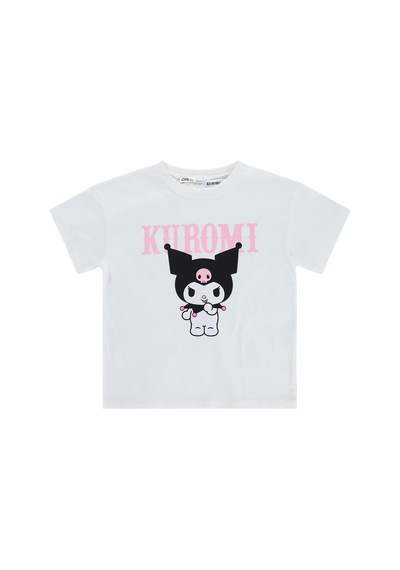 Kuromi 6-9 Yaş Tişört - Kırık Beyaz