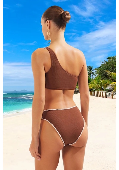Ersefa Tasarım Bikini Takımı Uv Korumalı Yaz Koleksiyonu Şık Detaylı Öze Kahverengi