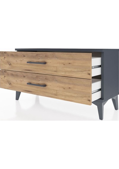 Arges Şifonyer 2 Çekmeceli 88x30x48 Antrasit-çam Antrasit