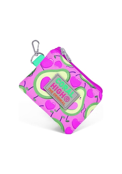 Coral High Kids Açık Pembe Su Yeşili Avakoda Desenli Bozuk Para Çantası 21809 Çok Renkli