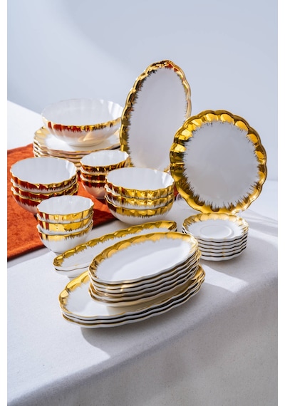 Acar Marlene Gold 6 Kişilik 33 Parça Kahvaltı Takımı Beyaz/gold