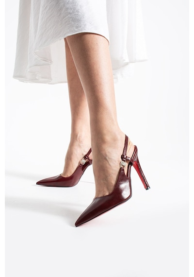 Lebibe Shoes Velmora Kadın Bordo Sivri Burun Slingback 11 Cm İnce Topuk Taş Aksesuar Detaylı Ayakkabı Lebibe Shoes Velmora Kadın Bordo Sivri Burun Slingback 11 Cm İnce Topuk Taş Aksesuar Detaylı Ayakkabı