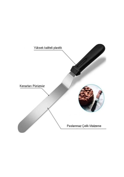 Pasta Sıvama Spatulası + Çelik Spatula Hamur Kazıyıcı+ Masterchef Cımbız 3 Lü Set Çelik Siyah Diğer