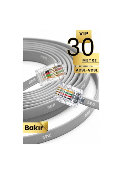 Mn6 Mn202f Telefon Hat Kablosu 30 Metre/bakır Tel-diş Mekan/kutu Modem Dsl Adsl Vdsl Kablosu/4'lü-flat 30 Metre