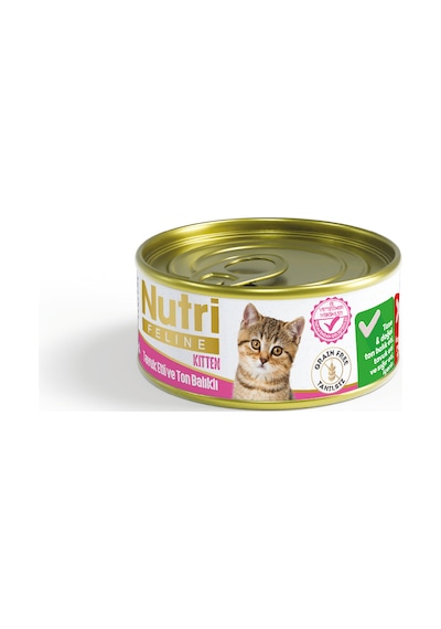 Nutri Feline Kitten Tavuklu ve Ton Balıklı Tahılsız Konserve Yavru Kedi Maması 85 G